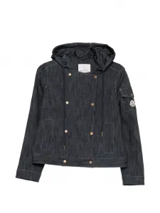 Двубортная куртка с капюшоном MONCLER, синий