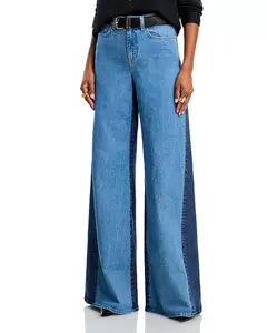 Джинсы с высокой посадкой, двухцветные, широкие, в стиле Пасо L'Agence, синий