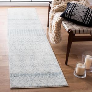 Ковер-дорожка SAFAVIEH, 61 x 214 см, Tulum Collection, Ivory & Light Grey, Moroccan Boho дизайн с эффектом потертости, не линяет и прост в уходе, идеален для помещений с высокой проходимостью в гостиной, спальне (TUL229D)