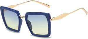 Мужские солнцезащитные очки квадратной формы, модные солнцезащитные очки с леопардовым принтом, женские солнцезащитные очки в стиле панк с градиентным переходом цвета 3226 Melrose, Blue