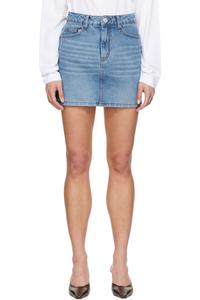 Мини-юбка из синего денима с эффектом потертости AMI Paris