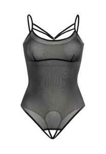 Боди Teyli Mesh suit mit dünnen Trägern Lila, черный