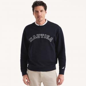 Мужская флисовая толстовка с круглым вырезом Nautica, темно-синий