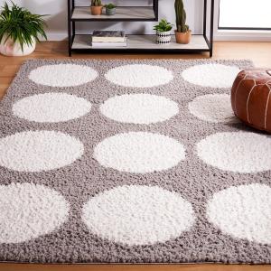 SAFAVIEH Calico Shag Collection ковер 275 x 366 см - Grey & Ivory, современный точечный дизайн, не линяет и прост в уходе, идеален для помещений с высокой проходимостью в гостиной, спальне (CLC120F)