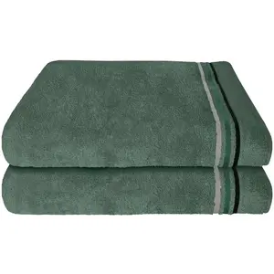 Полотенца для душа Skyline Color из 100% хлопка с элегантной полосатой каймой MADE IN GREEN by OEKO-TEX Schiesser, темно-зеленый