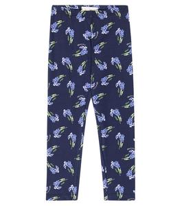 Леггинсы из смесового хлопка с цветочным принтом Monnalisa, синий