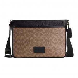 COACH Кожаный кроссбод через плечо мужской бежево-черный