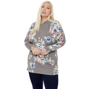 Топ с эффектными вырезами и цветочным принтом, подчеркивающий фигуру TRUEDAMES, серый/мультиколор