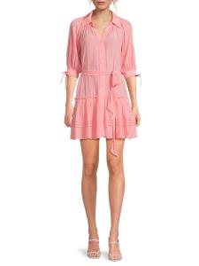 Мини-платье с многоярусным поясом Ramy Brook, розовый