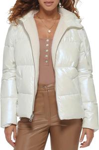 Женская куртка-пуховик Levi's Molly с подкладкой из шерпы, глянцевый кремовый