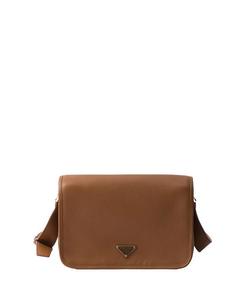 Кожаная сумка через плечо Prada, коричневый