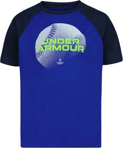 Футболка Under Armour для мальчиков, круглый вырез, легкая и дышащая, Royal Baseball Raglan Tee