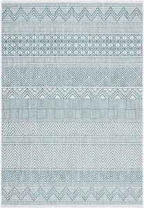 Ковер SAFAVIEH, 61 x 110 см, Courtyard Collection Ivory/Turquoise CY8196 Moroccan Boho для дома и улицы, водонепроницаемый, легко чистится, для патио, заднего двора, прихожей
