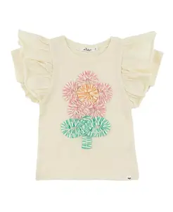 Детская футболка с оборками, аппликацией в виде ромашек и бабочек - для малышек. Oh Baby!, белый