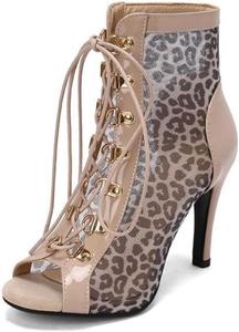 Generic Женские летние ботильоны JXUZY из сетки с открытым носком для модного джазового танца, вечеринки и вечерние сандалии на щиколотке