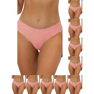 10 пар бесшовных трусов для женщин no show stretch solid invisible brief Inspire Chic, Mid Pink