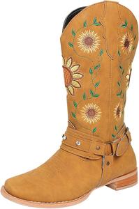 Женские ботильоны BORAMAX с низким каблуком, вырезами и широким массивным каблуком, повседневные и праздничные, западного стиля, на низком каблуке, без застежки, Yellow