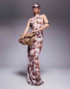 Пляжное платье с сетчатым макси-вырезом, разноцветное South Beach, мультиколор