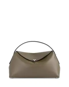 Сумка-Трансформер T-Lock из гладкой кожи с откидной верхней ручкой, цвет пепельный. Toteme, бежевый