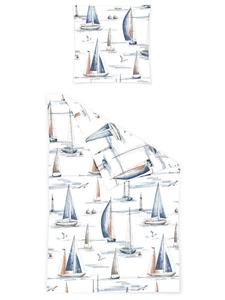 Bierbaum Постельное белье из жатой ткани бело-голубого цвета