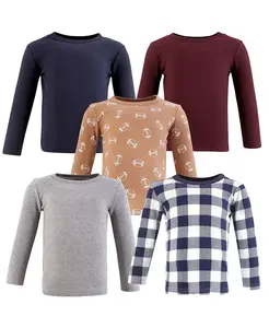 Футболки с длинными рукавами Hudson Thermal для мальчиков, 5 пар, Bear Tree, 12-18 месяцев Hudson Baby, коричневый