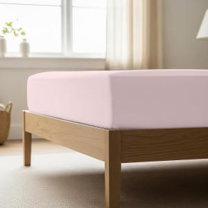 Mellanni Простыня на резинке, нежно-розового цвета, размер 97х190 см, с глубоким карманом до 40 см, мягкая охлаждающая, устойчивая к выцветанию и пятнам, в комплекте 1 штука.