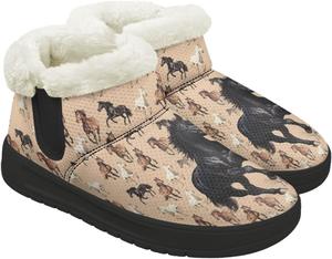 Женские зимние ботинки с меховой подкладкой, короткие зимние ботинки для женщин для холодной погоды Fuojuvelie, Horse