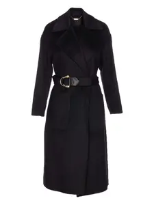 Шерстяное пальто с поясом LIU JO, черный