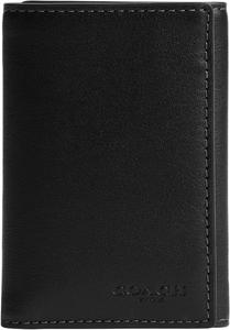 Трехсекционный кошелек из натуральной кожи Full-Grain COACH, Black