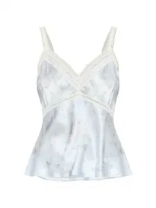 Кружевная блузка с цветочным узором Loveshackfancy, синий