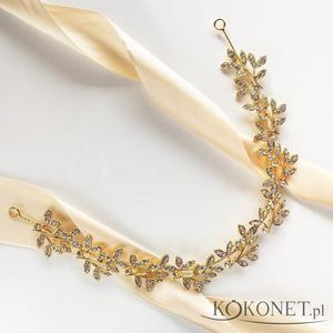 Золотой ободок с листьями и цирконами Kokonet