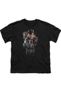 Футболка с коротким рукавом для детей "Гарри Поттер и Дары Смерти" с изображением актеров Gildan, черный