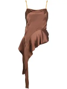 Топ асимметричного кроя с драпировкой Helmut Lang, коричневый