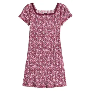 Девочки 6-16 лет мини-платье с квадратным вырезом и кружевной отделкой So, цвет red floral