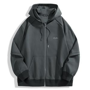 Толстовка мужская с капюшоном свободного кроя и вышивкой PEACEBIRD MEN, still shadow серый 1