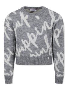 Pinko Kids свитер с логотипом и интарсией, серый