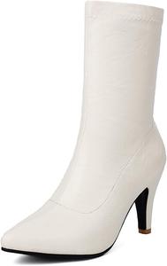 Женские модные эластичные изящные ботильоны с заостренным носком на высокой шпильке JOEUSTY, White