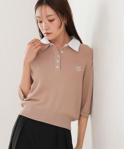 трикотажное поло с двойным воротником