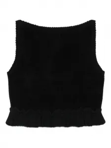 Блузка с квадратным вырезом и оборками SANDRO, черный