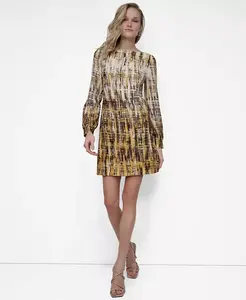 Женское платье-футляр с длинными рукавами и вырезом-лодочкой DKNY