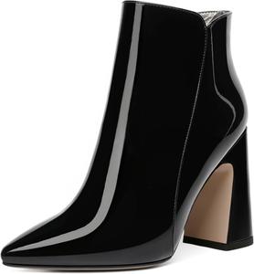 Женские Ботильоны MODENCOCO с острым носком, на высоком каблуке, с молнией, теплые, деловые, повседневные, каблук 4 дюйма, Black