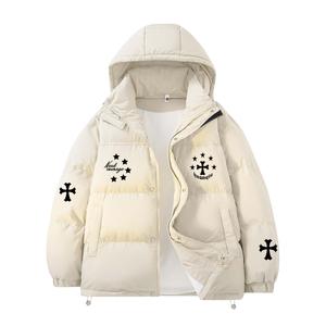 Пуховик Unisex с капюшоном утепленный HUANQIU, бежевый оранжевый