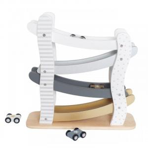 Деревянная горка для автомобилей, серебристая и серая JaBaDaBaDo