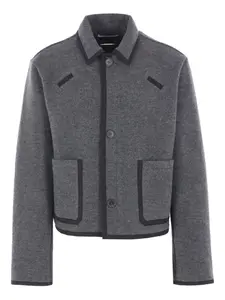 Жакет из вареной шерсти с контрастной окантовкой Diomene, серый