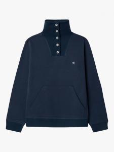 Детский хлопковый свитшот с воротником-воронкой и принтом на спине Hackett London, Dark Denim Blue