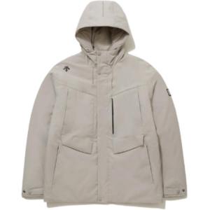 Descente Мужская пуховая куртка, бежевые, с капюшоном, средней плотности, другие