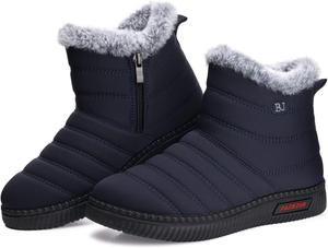 Женские зимние сапоги TEMOFON, теплые ботинки до щиколотки, водонепроницаемые, с меховой подкладкой для улицы, 2605-Blue