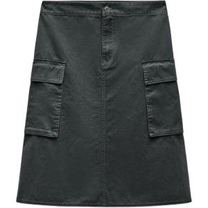 Женская короткая юбка-карго ZARA Светлый хаки