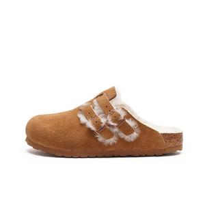 Массажные устойчивые к запаху тапочки с закрытым носком для женщин Devo Life, темно-коричневый замша и шерсть