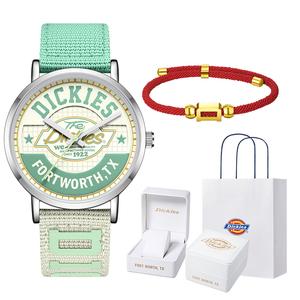 Dickies Наручные часы Spring Festival Year of the Horse с красным шнуром, кварцевый механизм, нейлоновый ремешок, розовый циферблат, женские